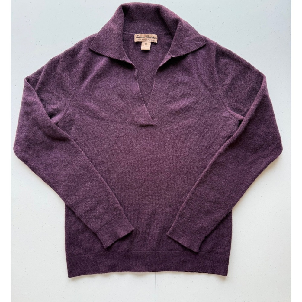 Marisa Christina Womens 100% 2 Ply Cashmere Sweater Medium Burgundy Quiet Luxury